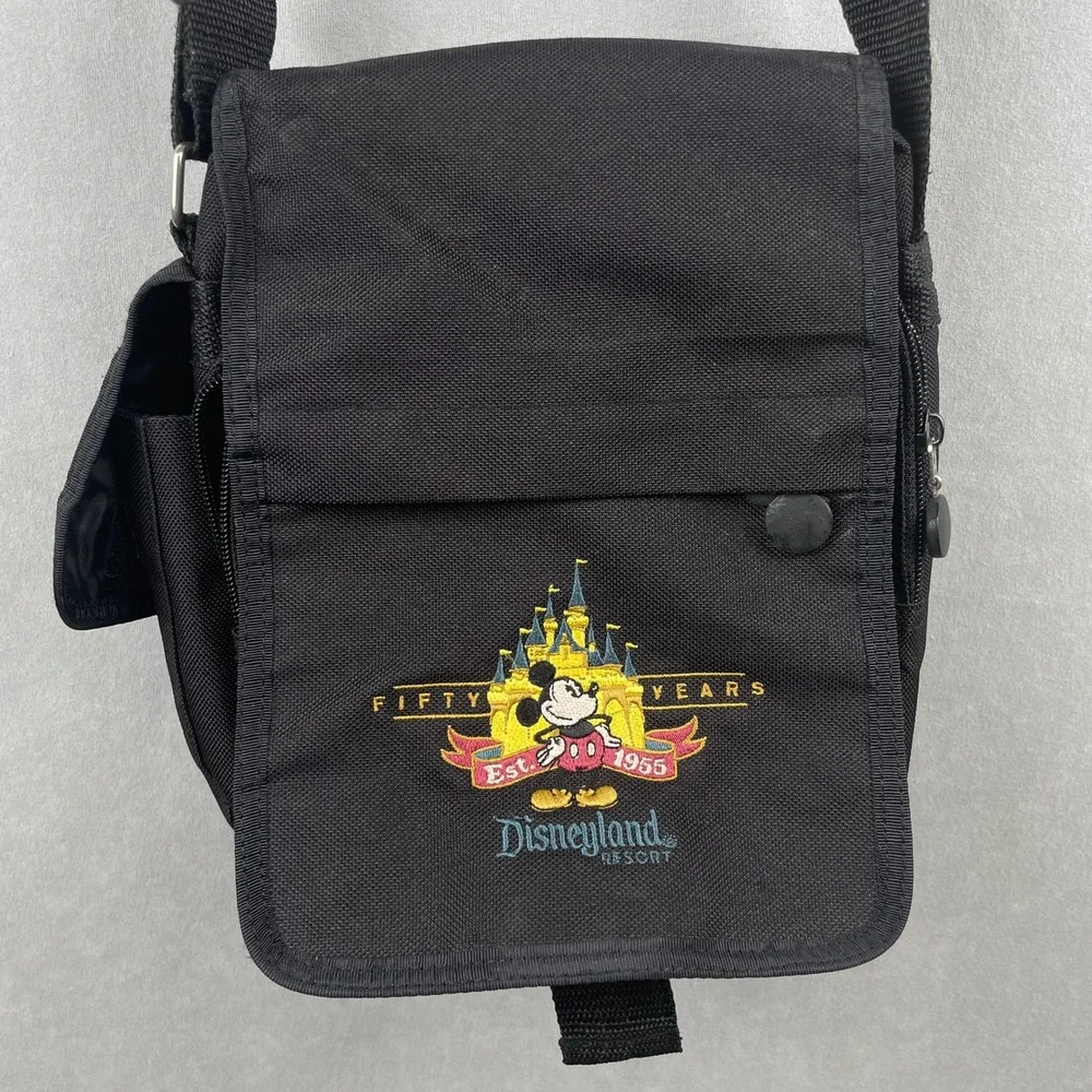 Disneyland Resort 50th Anniversary Mickey Mouse Black Canvas Crossbody Bag 2005‎